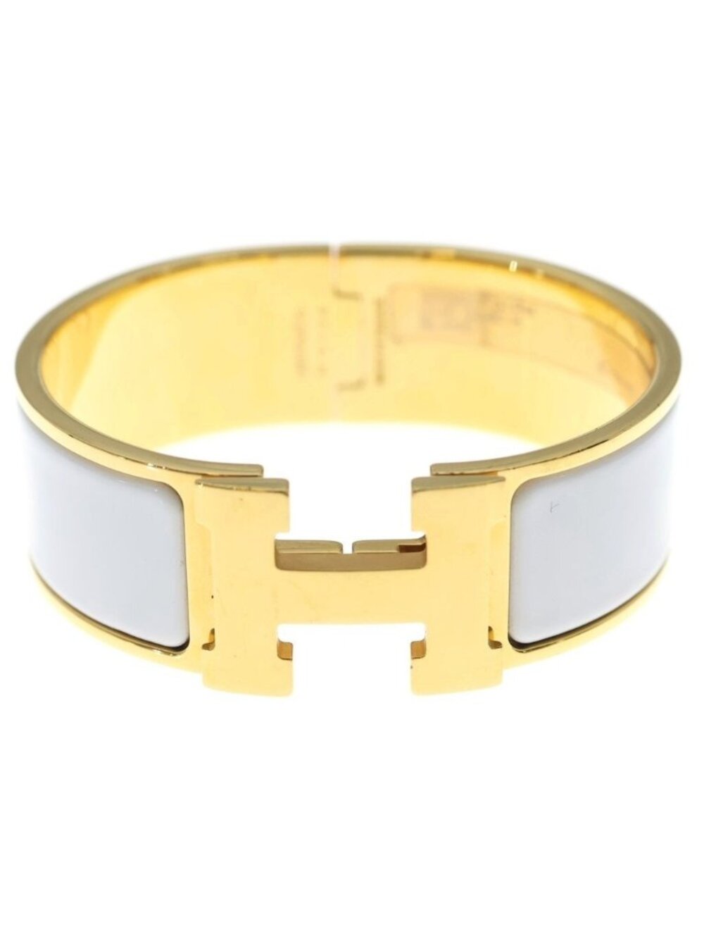 Hermes Clic H Clac GM Bangle Bracelet Gold White